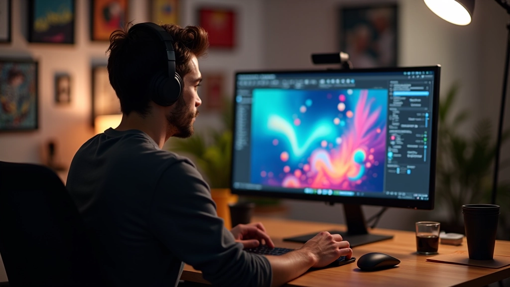 Designer motion design che lavora su uno showreel